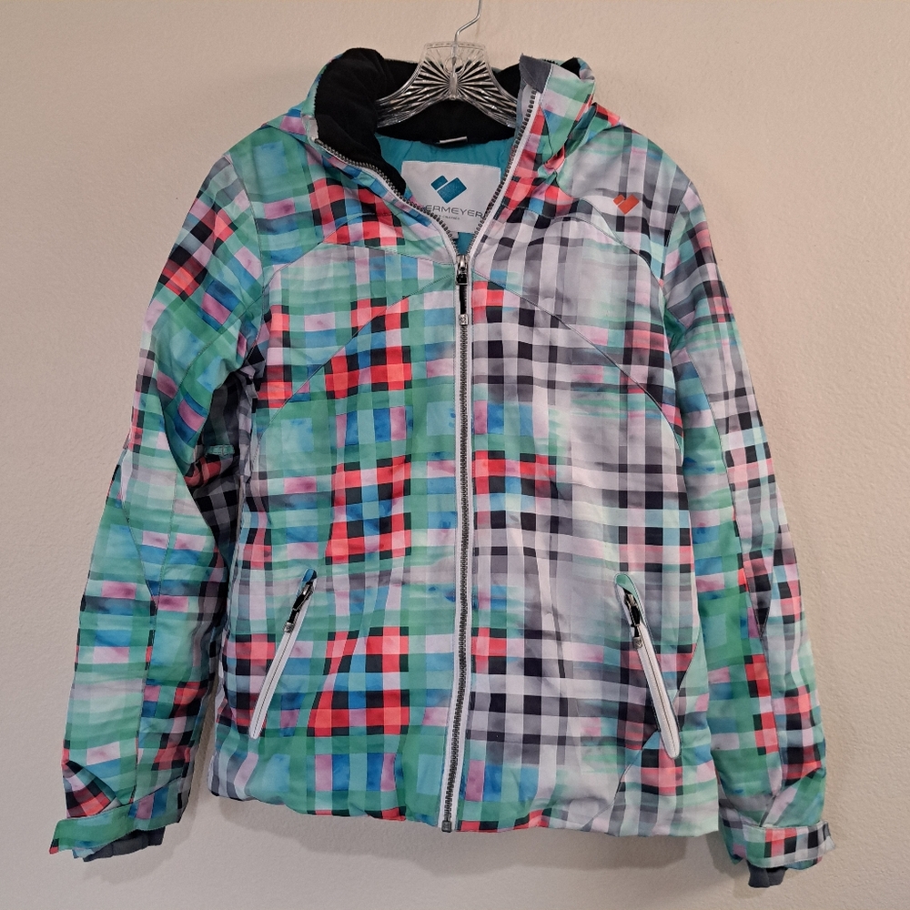 Obermeyer Multicolor Plaid Jacket with Blue Lining Youth XL